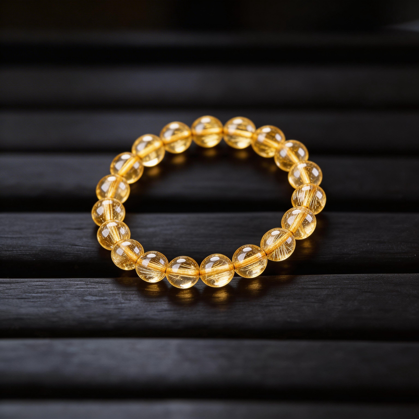 Natural Golden Rutile Bracelet - Attract Wealth & Abundance Stone - Boost Confidence,Courage & Decisiveness - 10MM