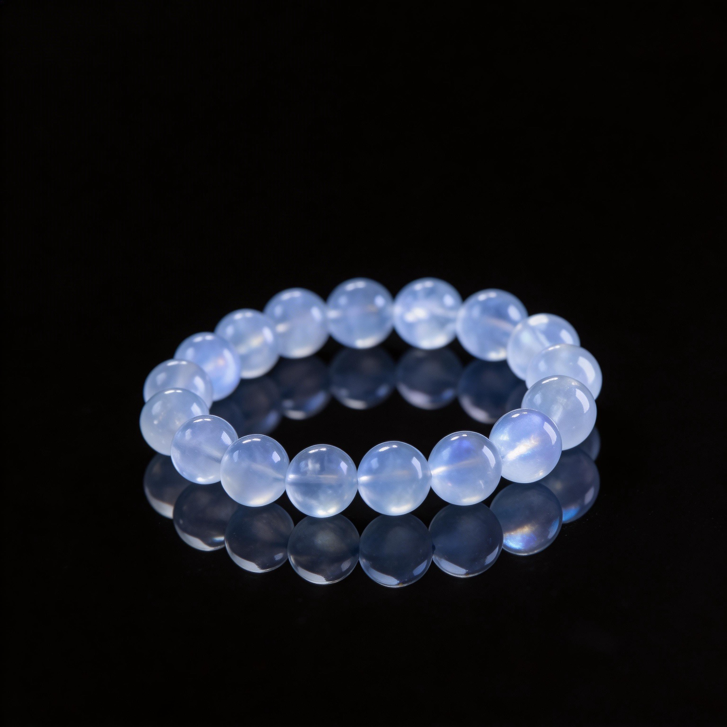 Natural White Moonstone Bracelet - Clams Emotions & Brings Inner Peace Stone - Enhances Intuition & Spiritual Insight - 12MM