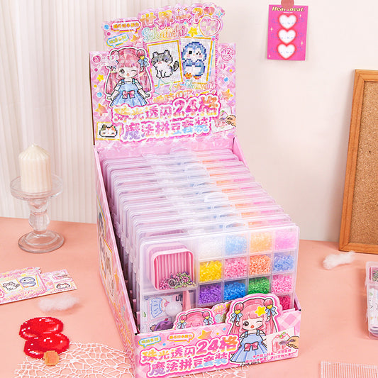 Pearlescent Bead Art Craft Kit – 24 Grid DIY Pixel Bead Creative Gift Set - product image 1