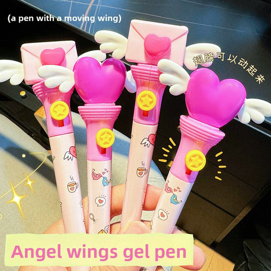 Angel Heart Wing Gel Pen - Cute Press-Click Black Ink Pen - product image 1