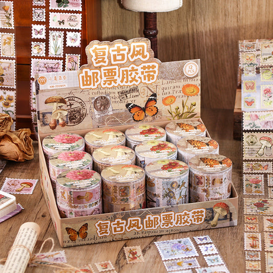Vintage Stamp Style Washi Tape Collection – Decorative Journaling & Collage Tape Set - product image 1