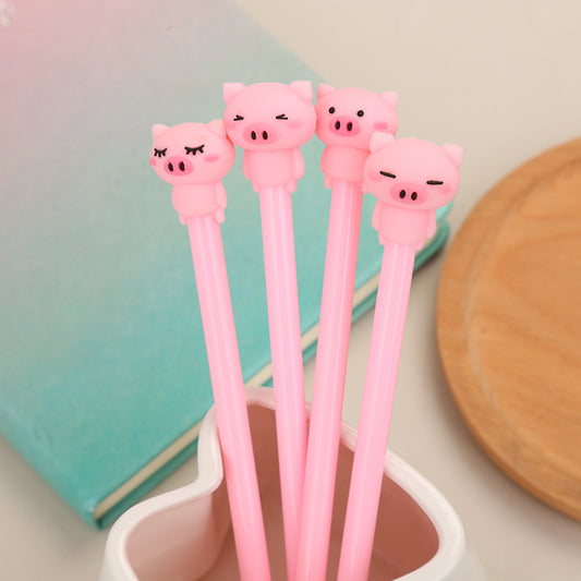 Cute Piggy Gel Pen - 0.5mm Cartoon Character Writing Pen - 0.5mm - Squinting piglet