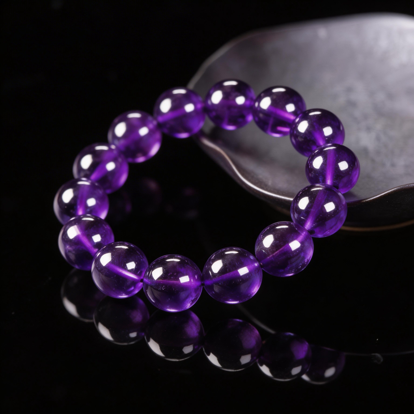 Natural Amethyst Bracelet - Spiritual Protection & Intuition Stone - Crown Chakra Healing & Peaceful Energy - 18MM