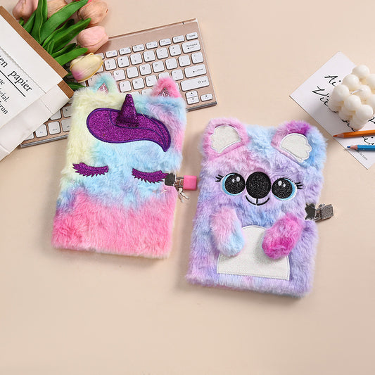 Tie-Dye Plush Animal Journal Notebook A5 - Cute Kawaii Diary Book - product image 1