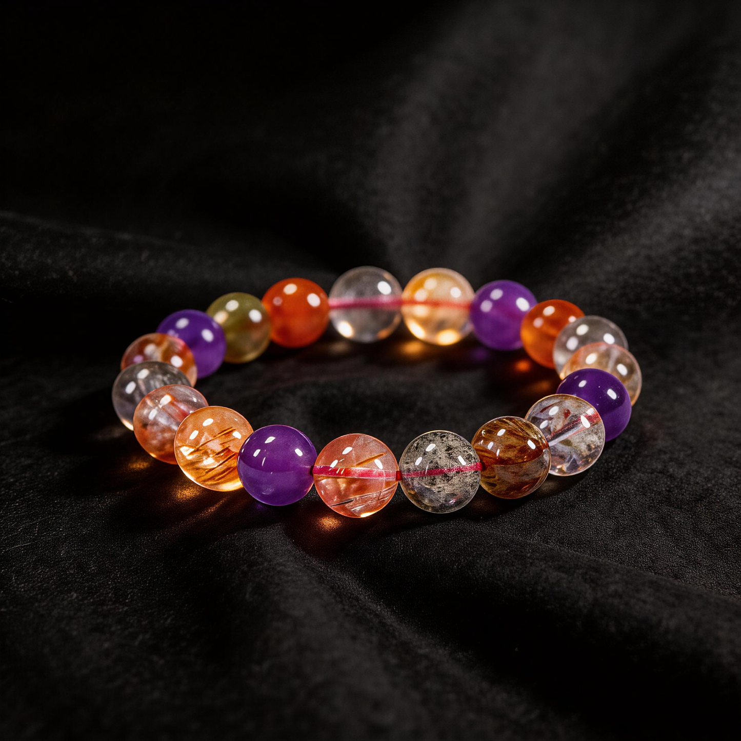 Natural Super Seven Bracelet - Powerful Energy Cleansing & High Vibration Stone - Enhances intuition & spiritual awareness - product image 2