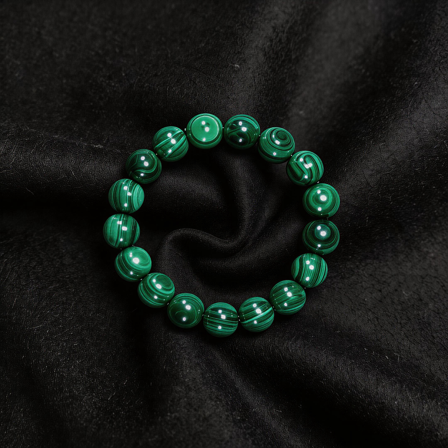 Natural Malachite Bracelet - Protection & Aura Shield Stone - Emotional Healing & Stress Relief - 12MM